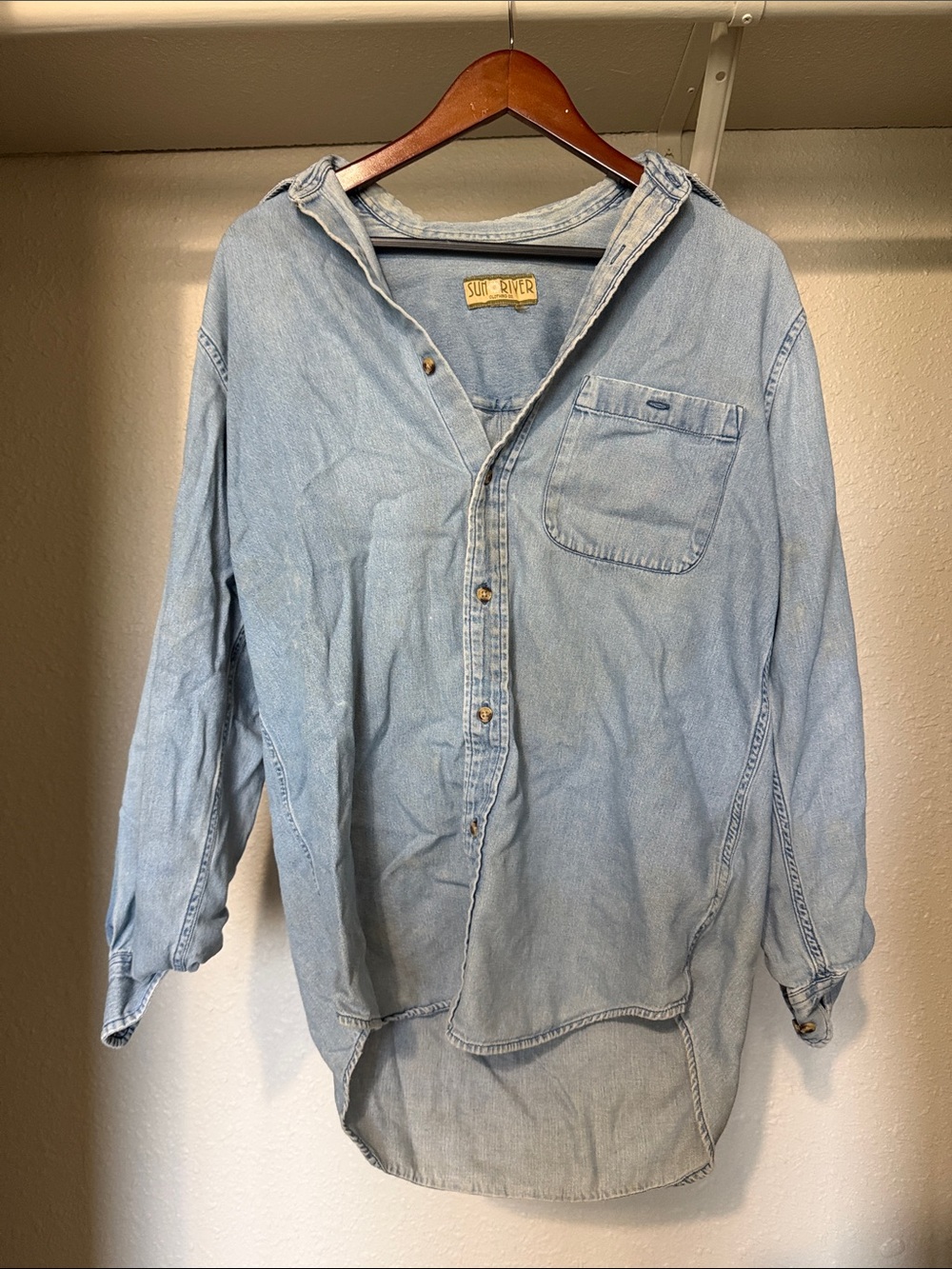 Sun River Light Blue Denim Button-Down Shirt